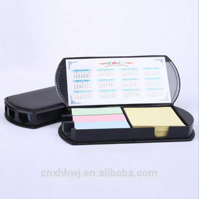 Hot Sale PU Leather Case Sticky Note Pads with Calendar, Colorful Memo Pad